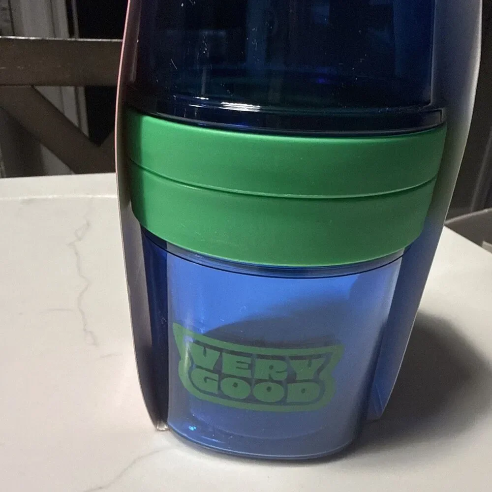 Tabitha Brown Target Very Good Travel Snack Cup With Utensils Blue Green NEW